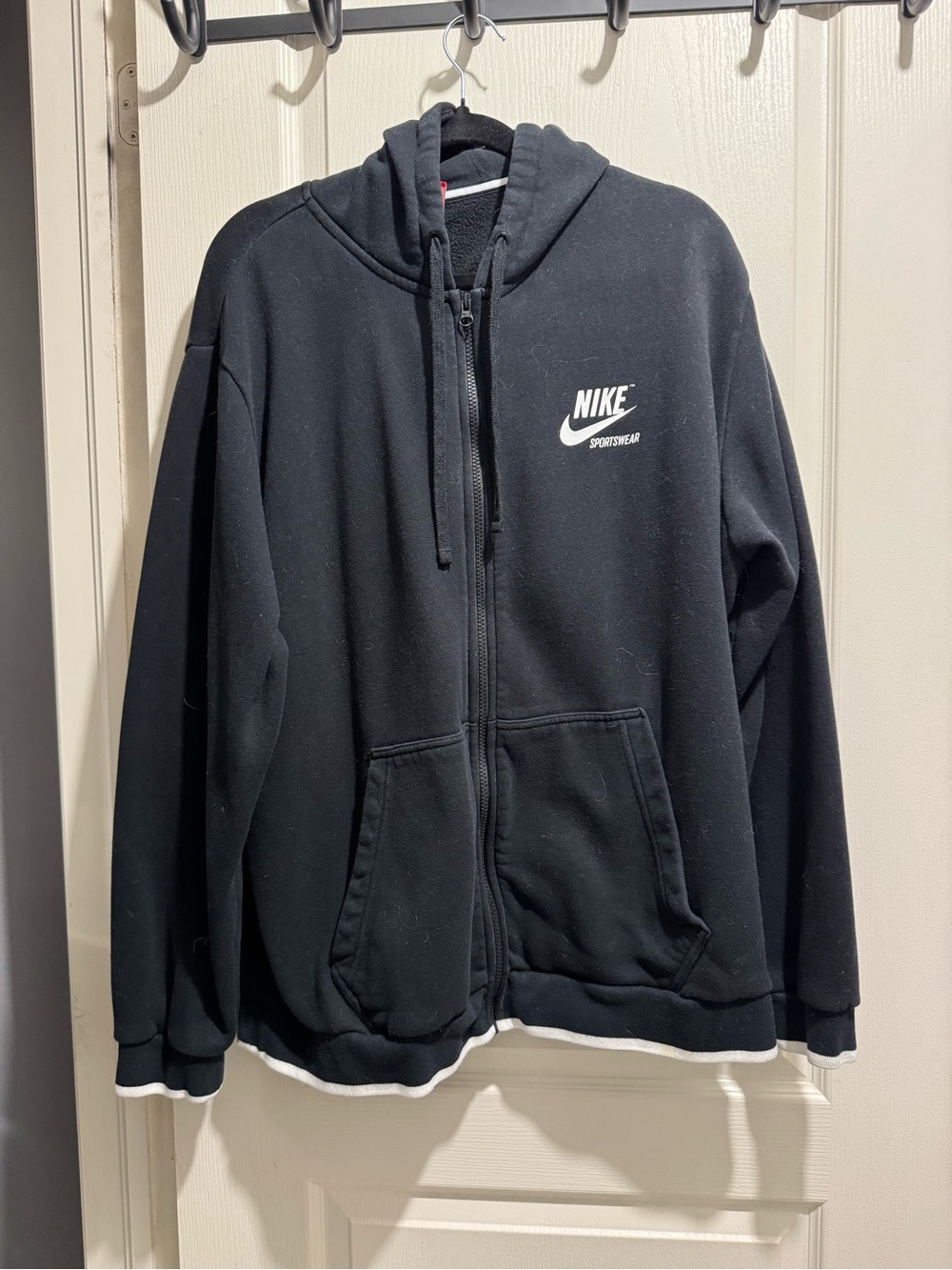 Nike Black Full-Zip Hooded Performance Jacket with White Logo